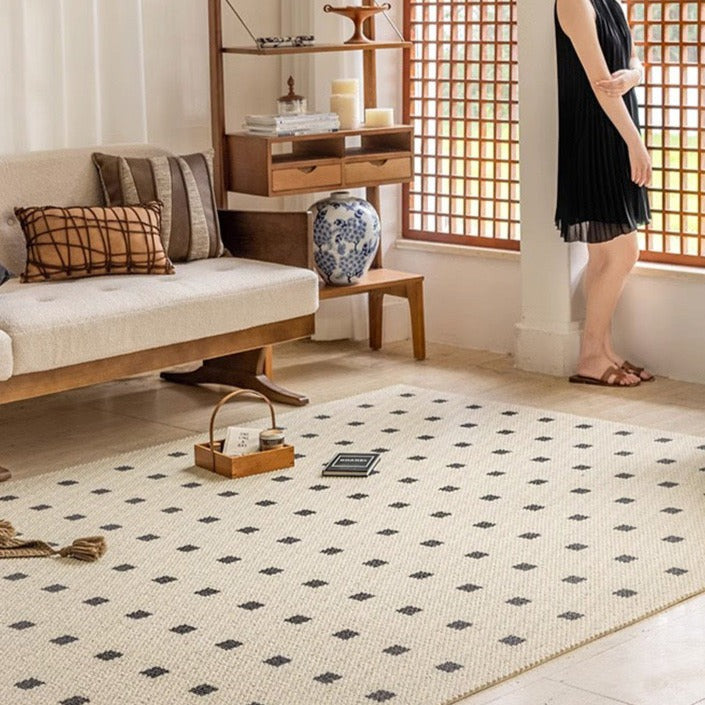 Machine-woven carpet made from pure natural wool! A high-quality item that you can use for a long time (Black Stone Apartment) 