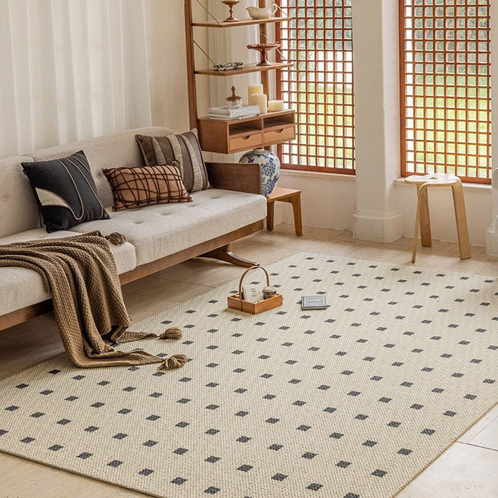 Machine-woven carpet made from pure natural wool! A high-quality item that you can use for a long time (Black Stone Apartment) 