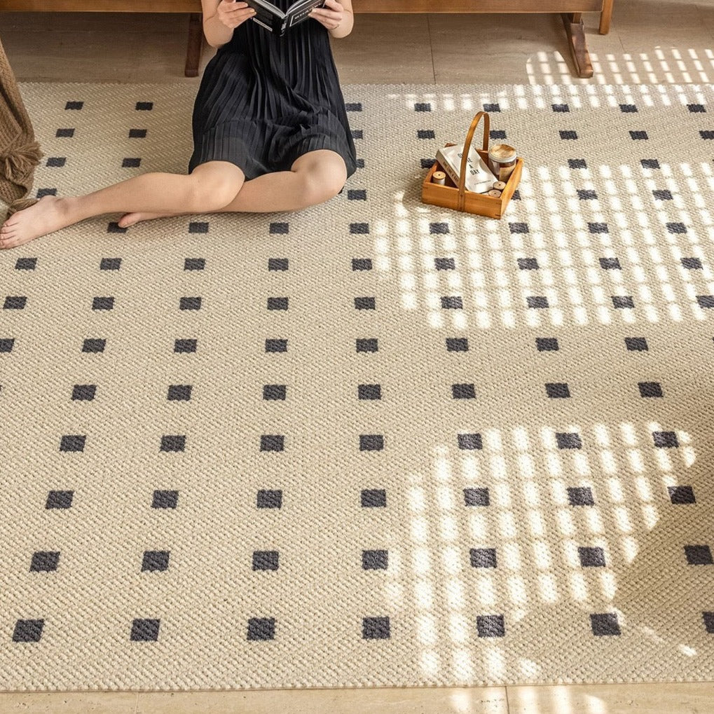 Machine-woven carpet made from pure natural wool! A high-quality item that you can use for a long time (Black Stone Apartment) 