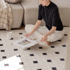 Modern French style is cute. 3D cut design luxury Wilton woven carpet (Black Square) 