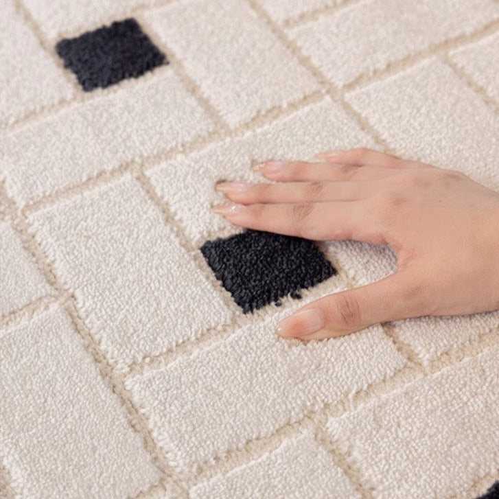 Modern French style is cute. 3D cut design luxury Wilton woven carpet (Black Square) 