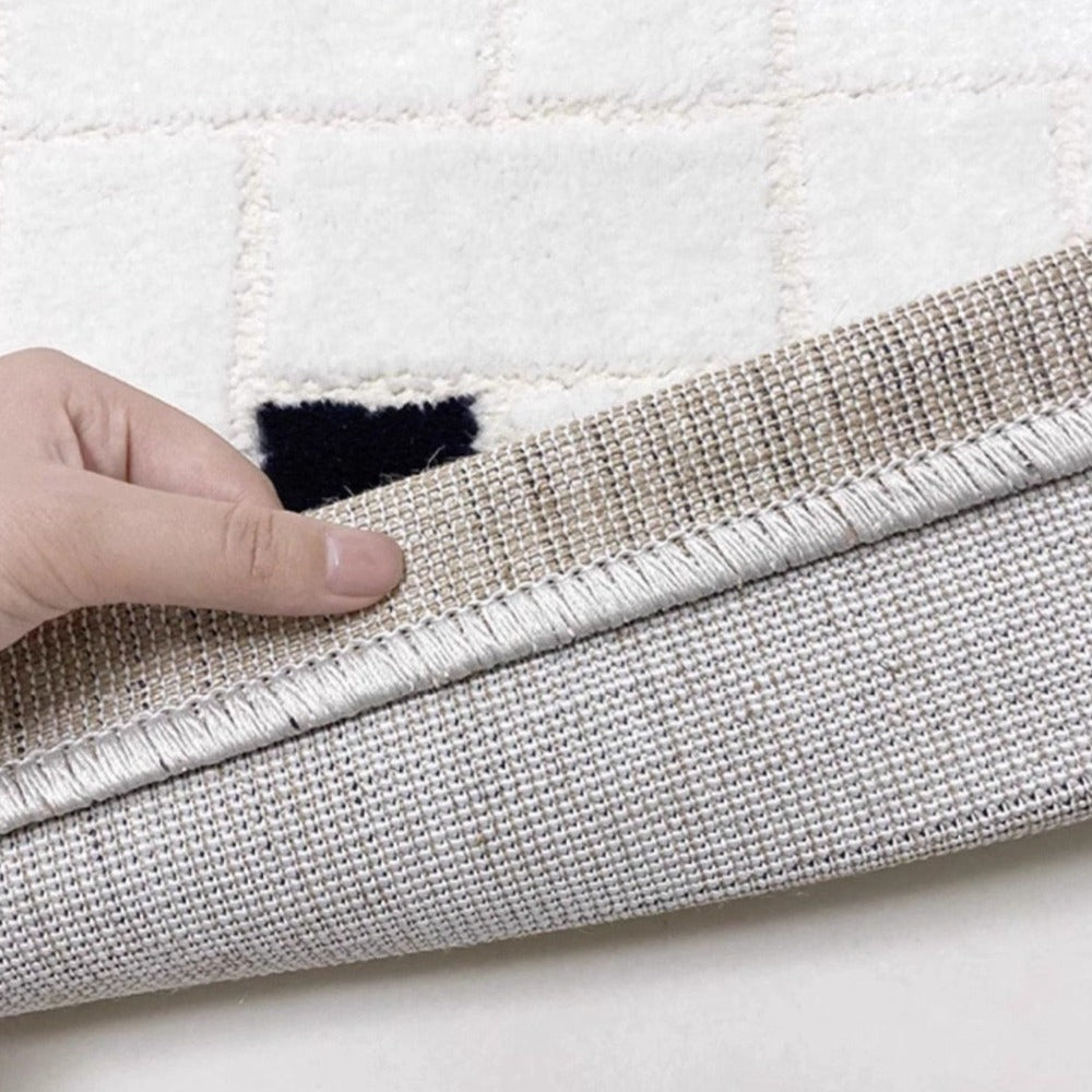 Modern French style is cute. 3D cut design luxury Wilton woven carpet (Black Square) 