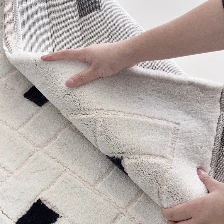 Modern French style is cute. 3D cut design luxury Wilton woven carpet (Black Square) 