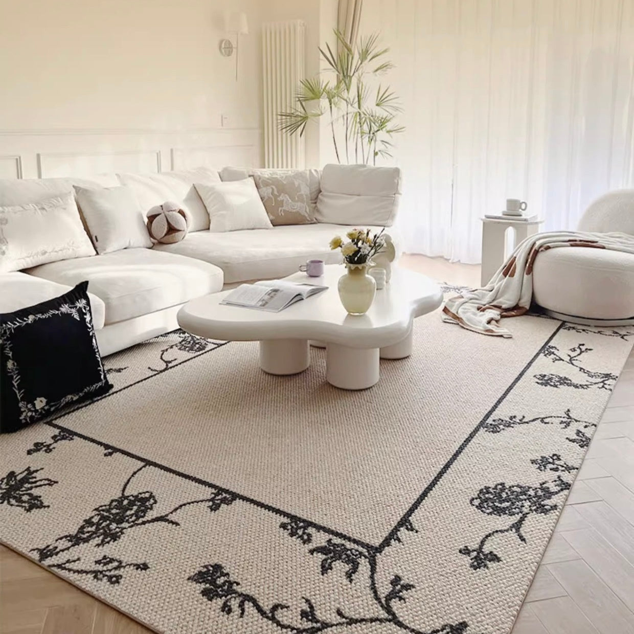 Classic Scandinavian 3D design Wilton woven carpet (Blooming Flowers)