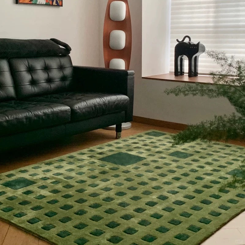 Luxury handmade tufted gun stitch carpet (Green Square)