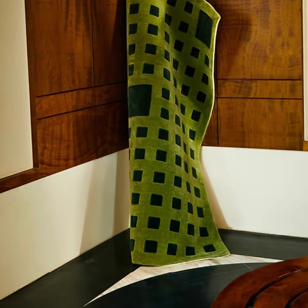 Luxury handmade tufted gun stitch carpet (Green Square)