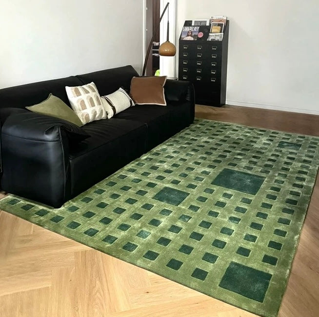 Luxury handmade tufted gun stitch carpet (Green Square)