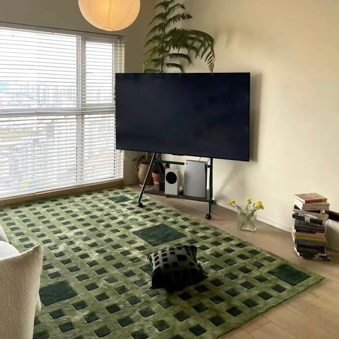 Luxury handmade tufted gun stitch carpet (Green Square)