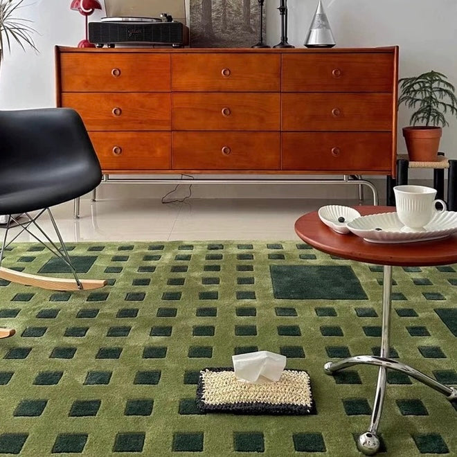 Luxury handmade tufted gun stitch carpet (Green Square)