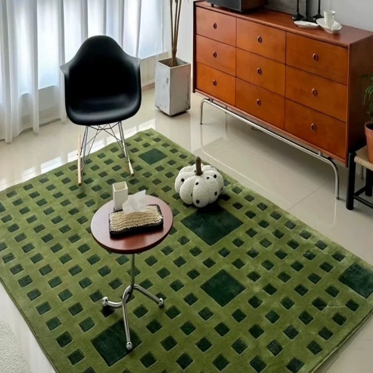 Luxury handmade tufted gun stitch carpet (Green Square)