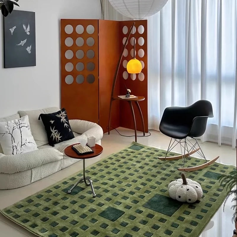 Luxury handmade tufted gun stitch carpet (Green Square)