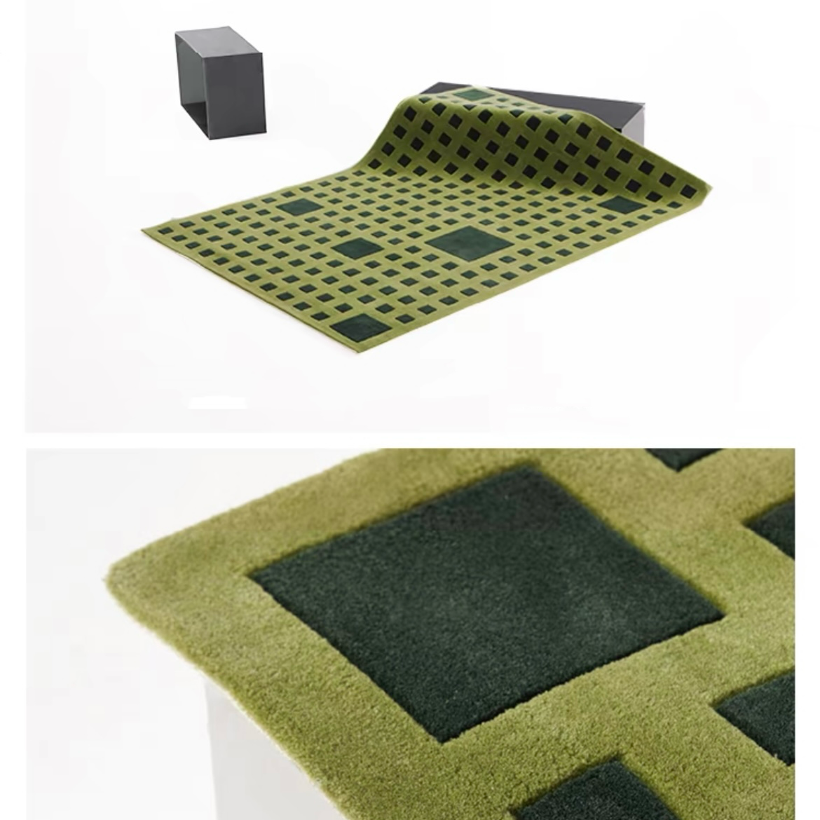 Luxury handmade tufted gun stitch carpet (Green Square)