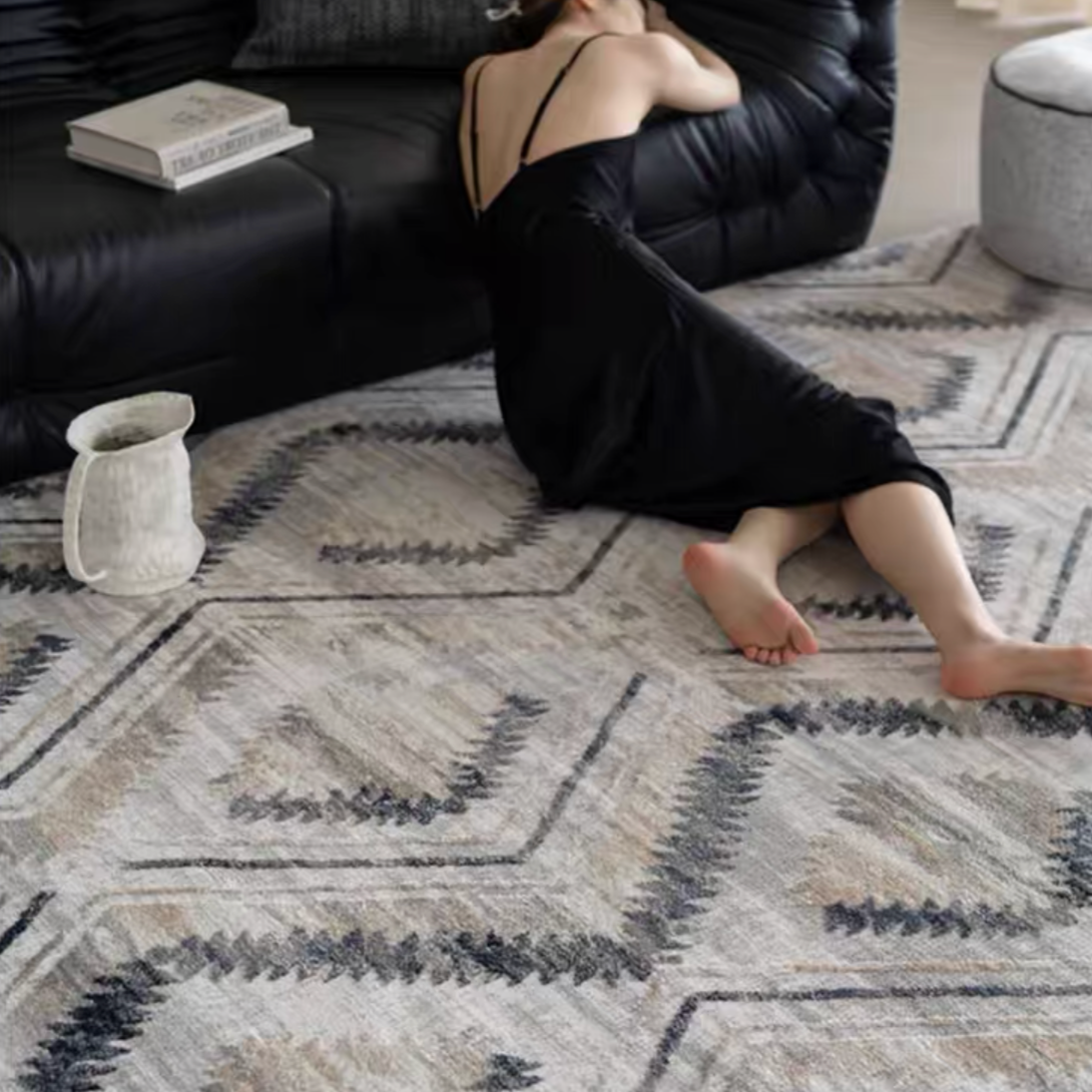Classic Scandinavian 3D design Wilton woven carpet (meredith-blue) 