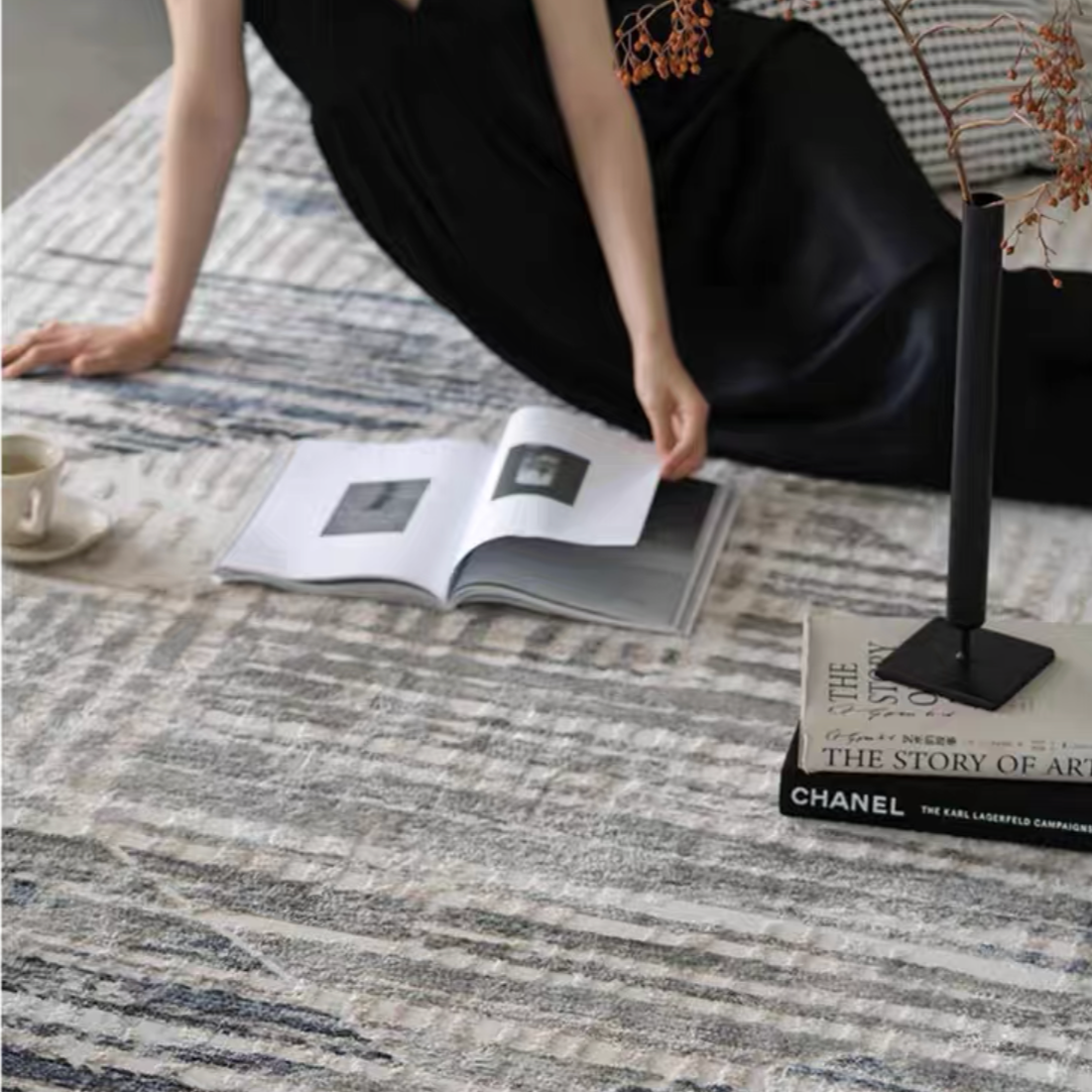 Classic Scandinavian 3D design Wilton woven carpet (meredith-blue) 
