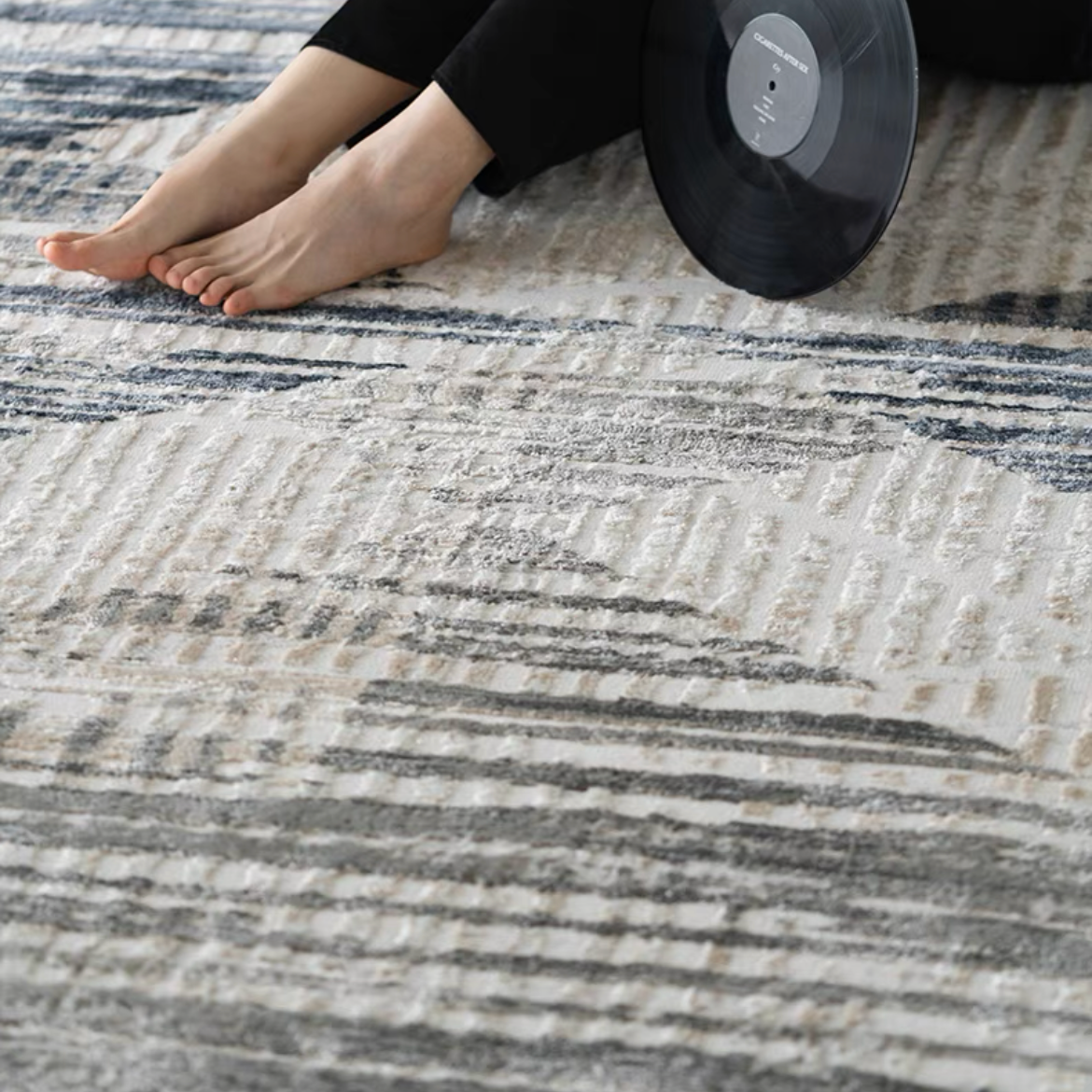 Classic Scandinavian 3D design Wilton woven carpet (meredith-blue) 