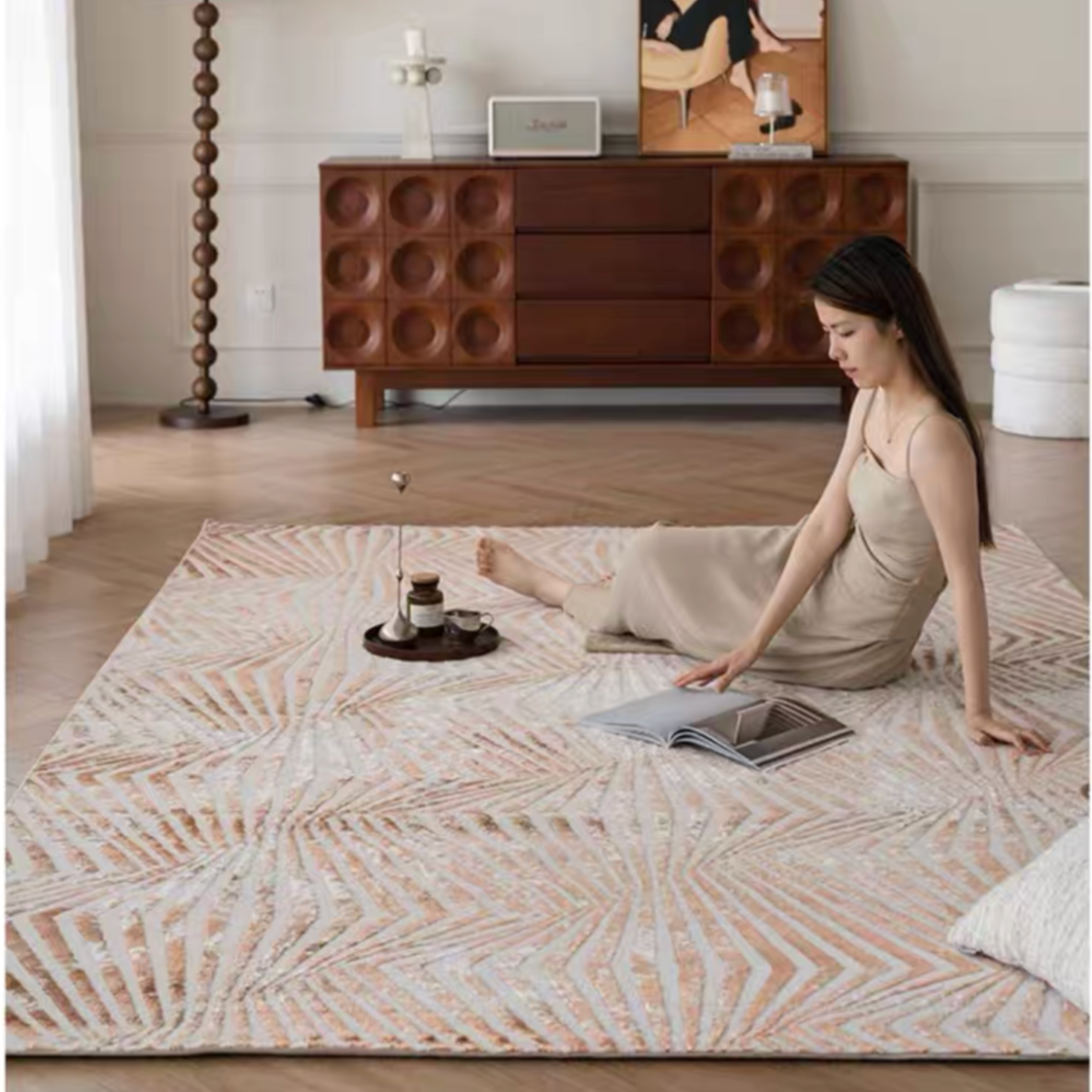 Classic Scandinavian 3D design Wilton woven carpet (meredith-orange) 