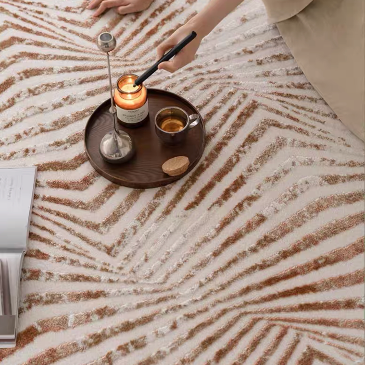 Classic Scandinavian 3D design Wilton woven carpet (meredith-orange) 