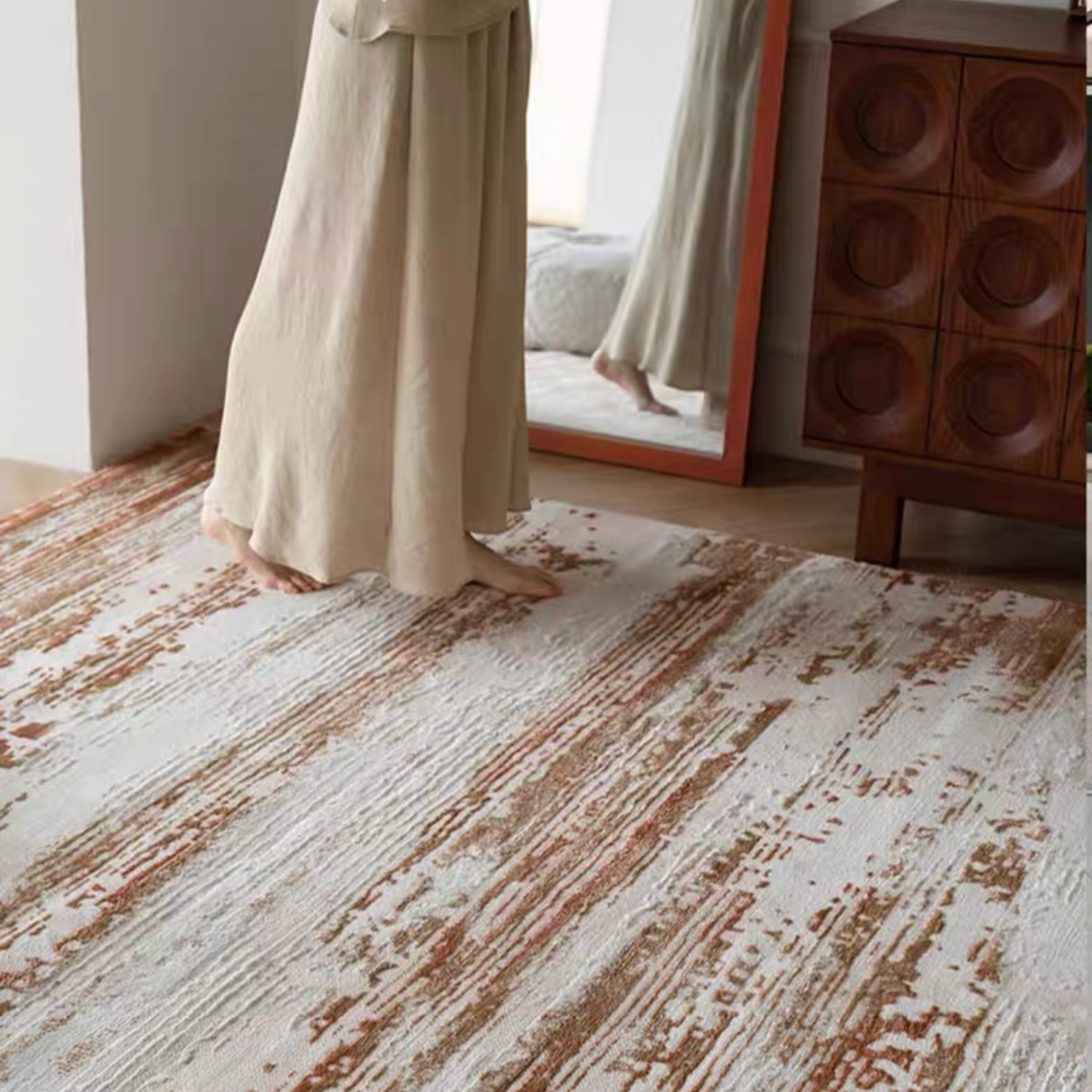 Classic Scandinavian 3D design Wilton woven carpet (meredith-orange) 