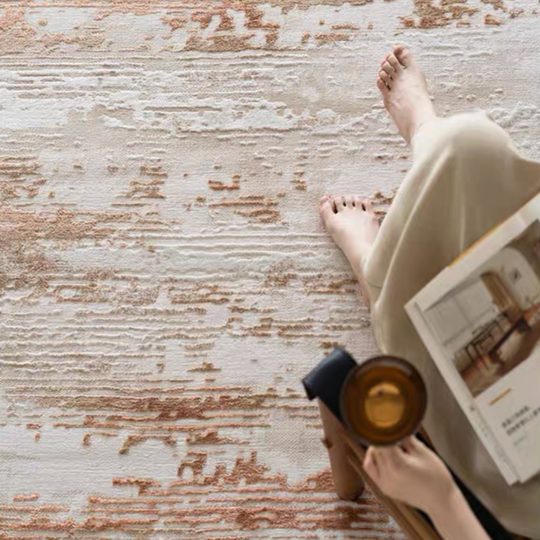 Classic Scandinavian 3D design Wilton woven carpet (meredith-orange) 