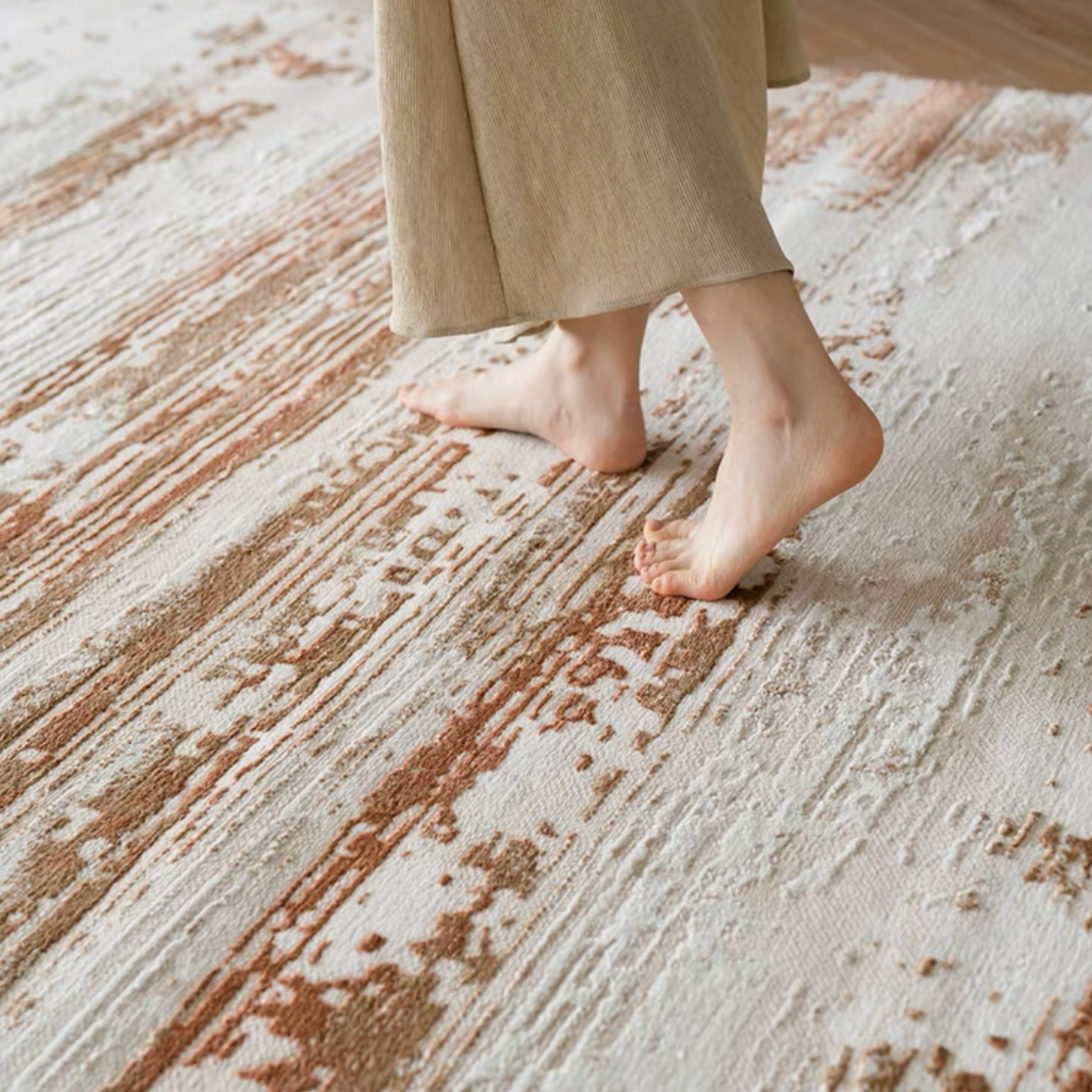 Classic Scandinavian 3D design Wilton woven carpet (meredith-orange) 