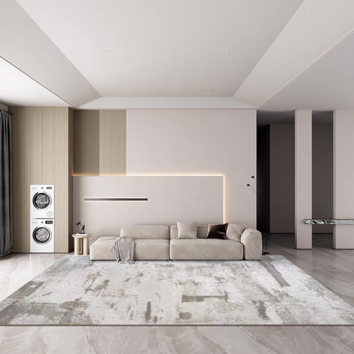 Classic Nordic 3D design Wilton woven carpet (Glacier) 