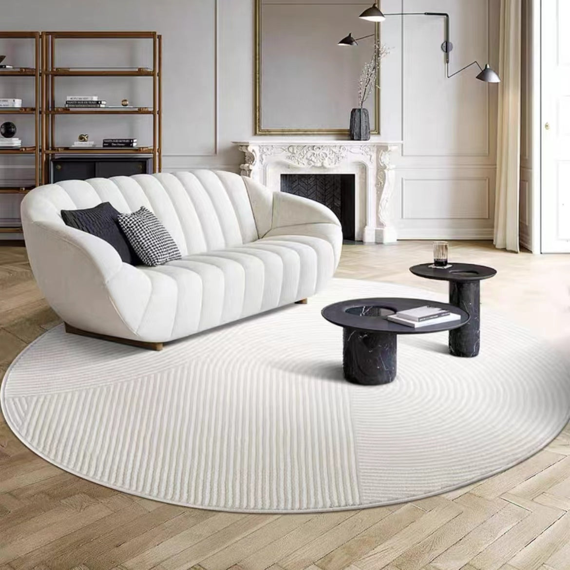 Perfect for a monochrome room. Stylish grey Wilton woven rug (HALFHALF) 
