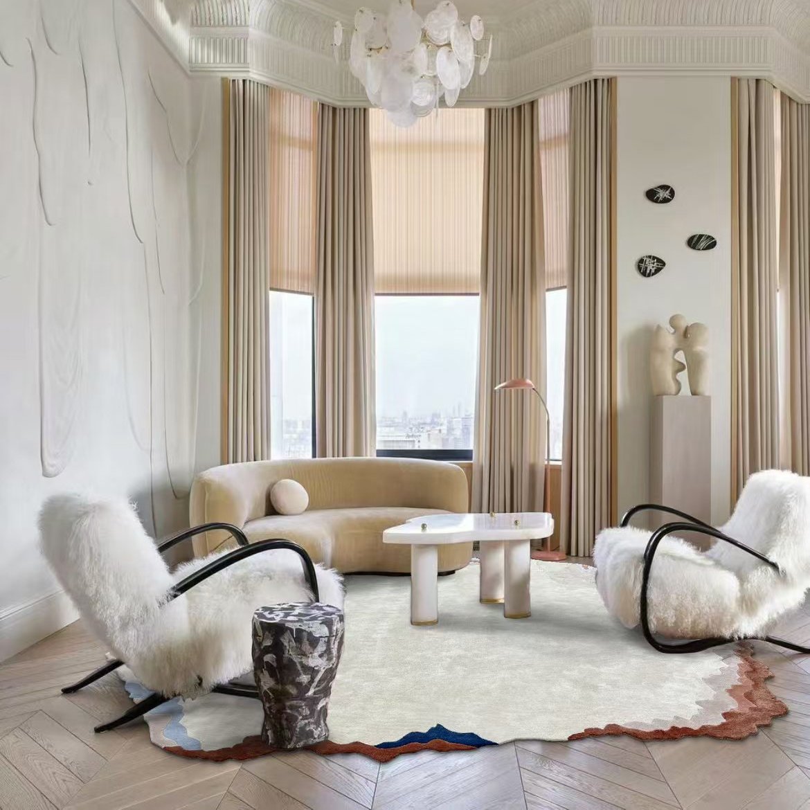 High-quality handmade tufted gun-stitched carpet (ebb tide)